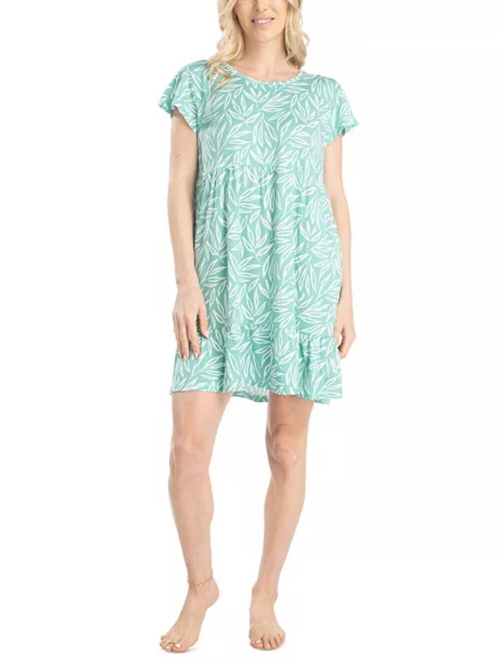 Muk Luks Teal Leaf Print Lounge Dress Size XL